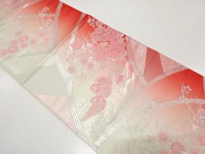 光悦垣に鴛鴦・草花模様織り出し　袋帯